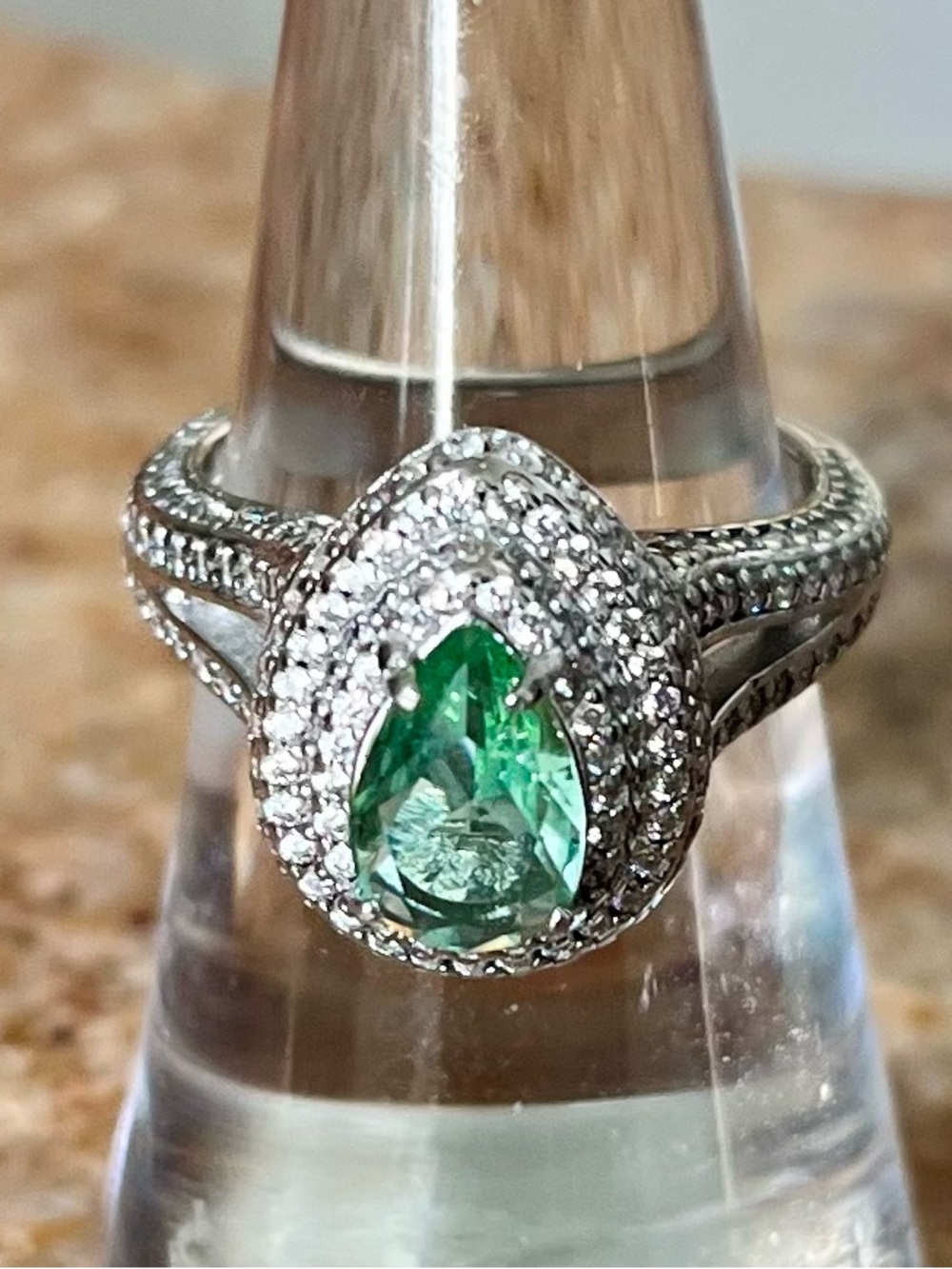 Bomb Party RETRO RBP2426 Original Cruise Ship Ring Lime Ombre on Rhodium HTF
